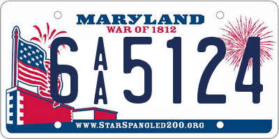 MD license plate 6AA5124