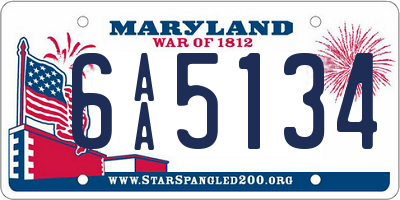 MD license plate 6AA5134