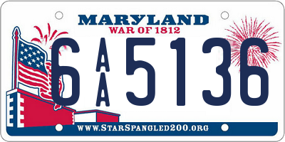 MD license plate 6AA5136