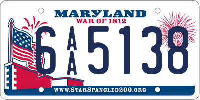 MD license plate 6AA5138