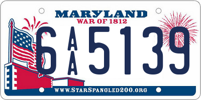 MD license plate 6AA5139