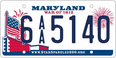 MD license plate 6AA5140