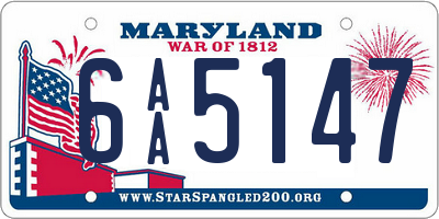 MD license plate 6AA5147