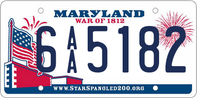 MD license plate 6AA5182