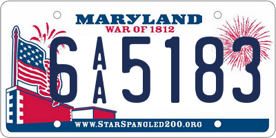 MD license plate 6AA5183