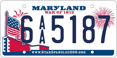 MD license plate 6AA5187