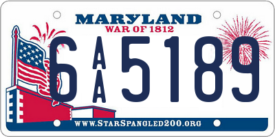 MD license plate 6AA5189