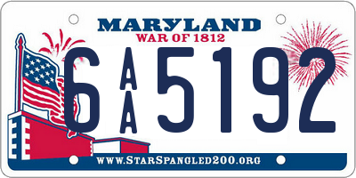 MD license plate 6AA5192