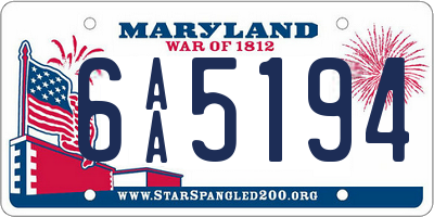 MD license plate 6AA5194