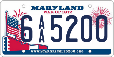 MD license plate 6AA5200