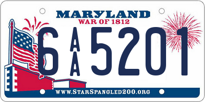 MD license plate 6AA5201