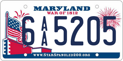 MD license plate 6AA5205