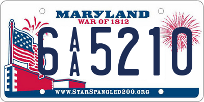 MD license plate 6AA5210