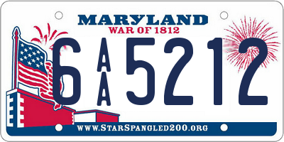 MD license plate 6AA5212