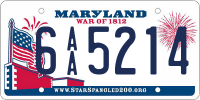 MD license plate 6AA5214