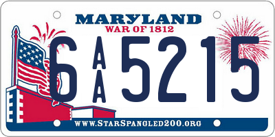 MD license plate 6AA5215