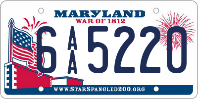 MD license plate 6AA5220