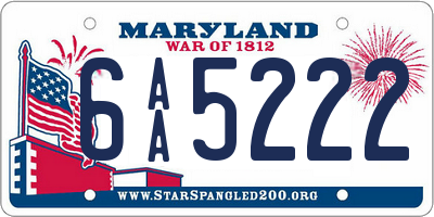 MD license plate 6AA5222