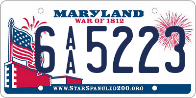 MD license plate 6AA5223