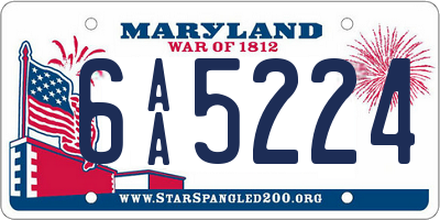 MD license plate 6AA5224