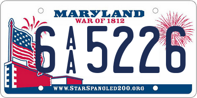 MD license plate 6AA5226