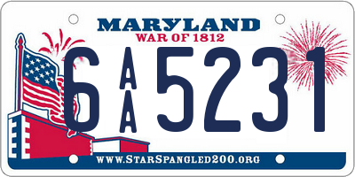 MD license plate 6AA5231