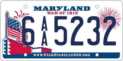 MD license plate 6AA5232