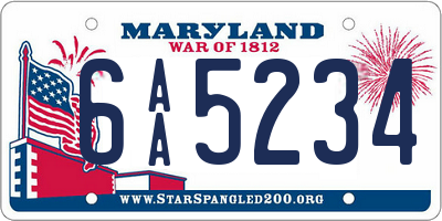 MD license plate 6AA5234