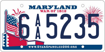 MD license plate 6AA5235