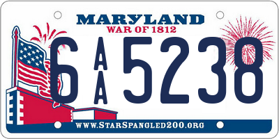 MD license plate 6AA5238