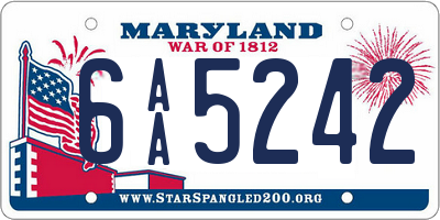 MD license plate 6AA5242