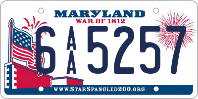 MD license plate 6AA5257