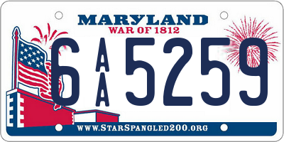 MD license plate 6AA5259