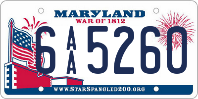 MD license plate 6AA5260