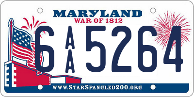 MD license plate 6AA5264