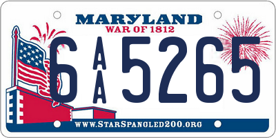 MD license plate 6AA5265