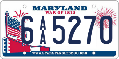 MD license plate 6AA5270