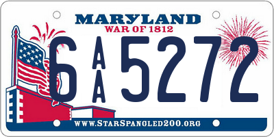 MD license plate 6AA5272