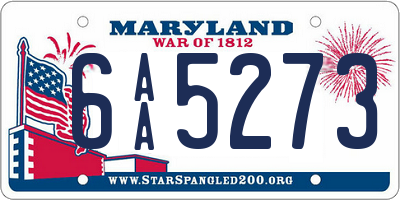 MD license plate 6AA5273