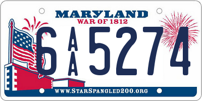 MD license plate 6AA5274