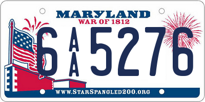 MD license plate 6AA5276