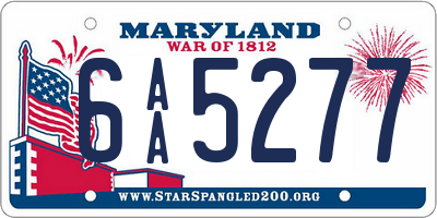 MD license plate 6AA5277