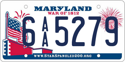 MD license plate 6AA5279