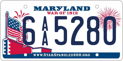 MD license plate 6AA5280