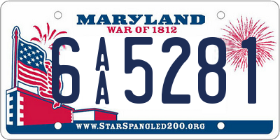 MD license plate 6AA5281