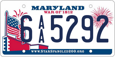 MD license plate 6AA5292