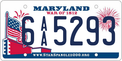 MD license plate 6AA5293