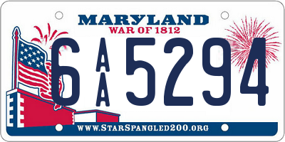 MD license plate 6AA5294