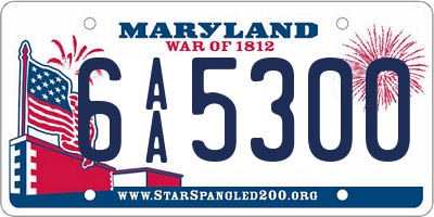 MD license plate 6AA5300