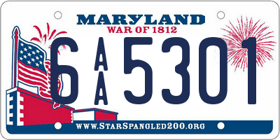 MD license plate 6AA5301